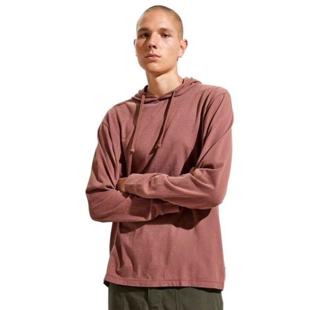 Katin Long Sleeve Hooded T Shirt Mens L Mauve Casual Relaxed Athleisure Workout
